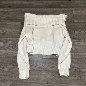 Hollister Off-Shoulder Fold-Over Cream Sweater
